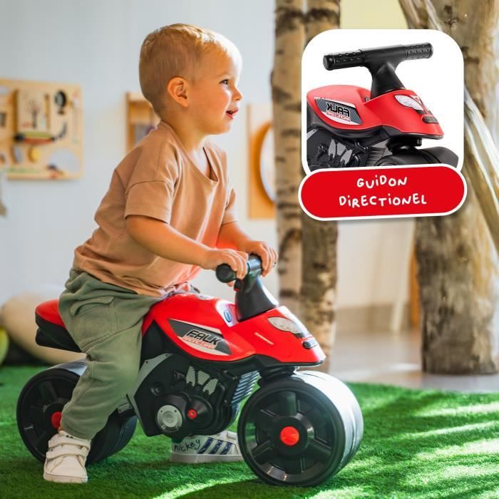 Porteur Baby Moto Falk Racing Team - Draisienne - Larges roues - Rouge - 40% de plastique recyclé - FALK