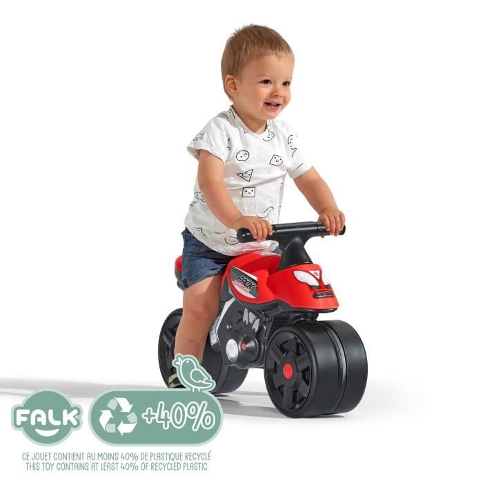 Porteur Baby Moto Falk Racing Team - Draisienne - Larges roues - Rouge - 40% de plastique recyclé - FALK