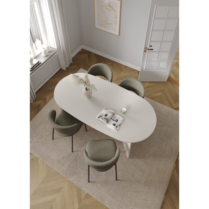 Table a manger FAMILY Forme ovale Finition beige cachemire 6 places 200 x 100 x 76 cm