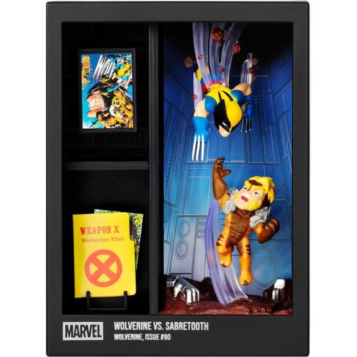 Figurine - FANDROP x MARVEL - Wolverine vs Dents-de-Sabre - Vitrine avec scene culte + mini affiche - 18 cm