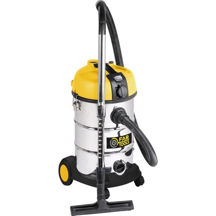 Aspirateur eau et poussiere FARTOOLS - NET-UP30-P - Cuve inox - 30L (avec fonction dÈcolmatage)