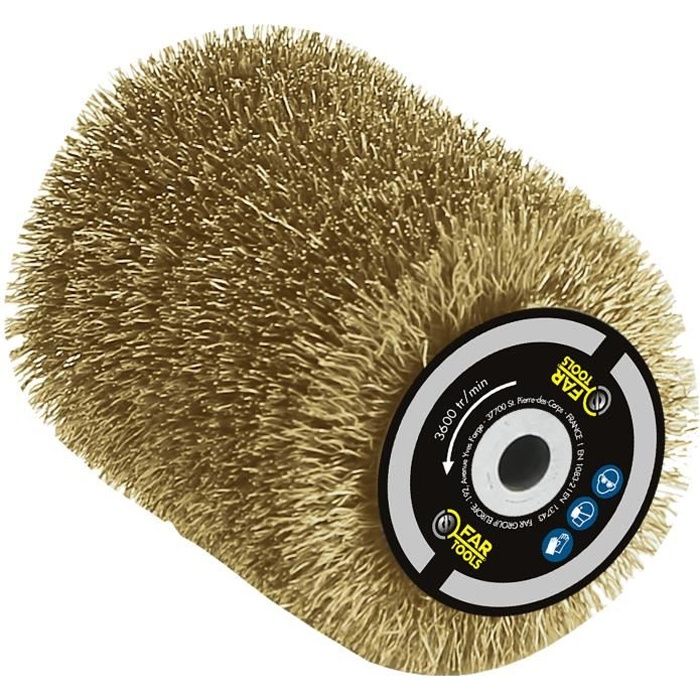 Brosse fil laitonné 0,3mm Ř80mm - FARTOOLS - pour décaper/dégriser le bois, le métal ou la pierre