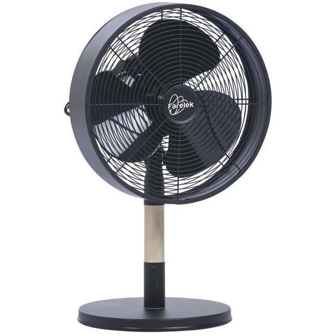 FLORIDA Noir & Bois - Ventilateur a poser ÿ30cm 35W oscillant