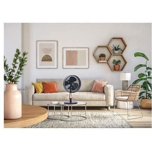 FLORIDA Noir & Bois - Ventilateur a poser ÿ30cm 35W oscillant