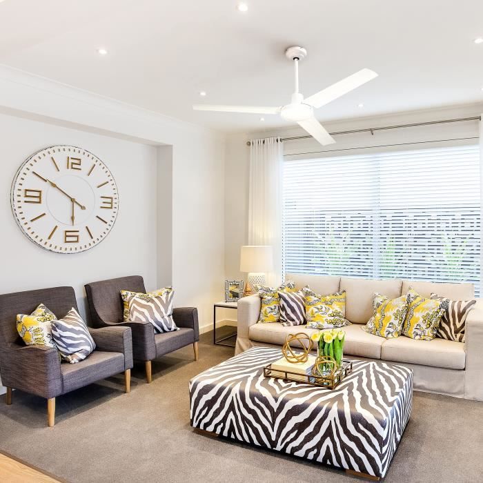 FARELEK - SEYCHELLES ÿ 122 cm - Ventilateur de plafond rÈversible - 3 pales mÈtal laquÈes blanc - 112416