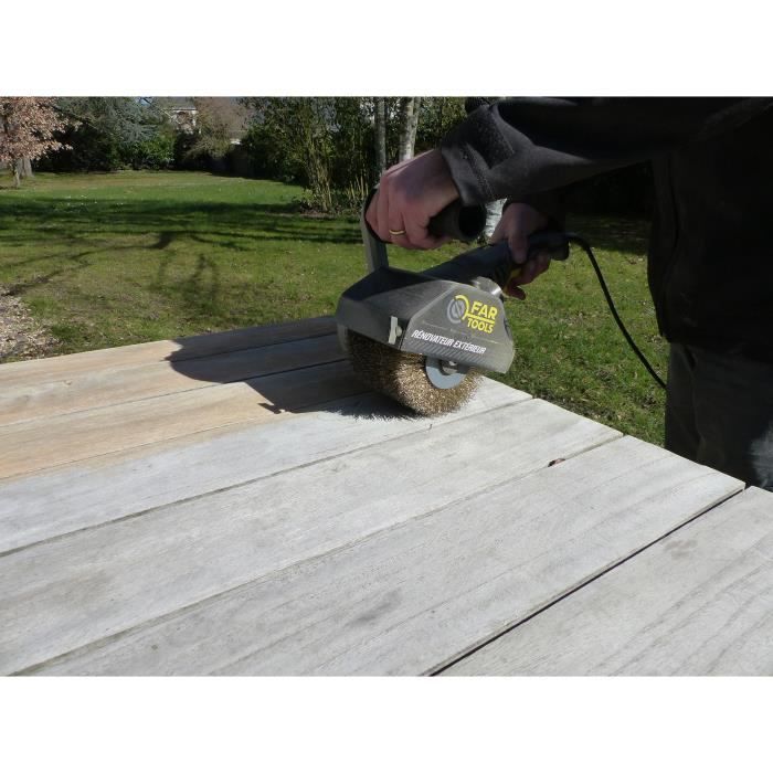 FARTOOLS Rénovateur REX120C + brosse lanieres abrasives et fibre synthétique Pour bois et métal - Surfaces planes ou complexes