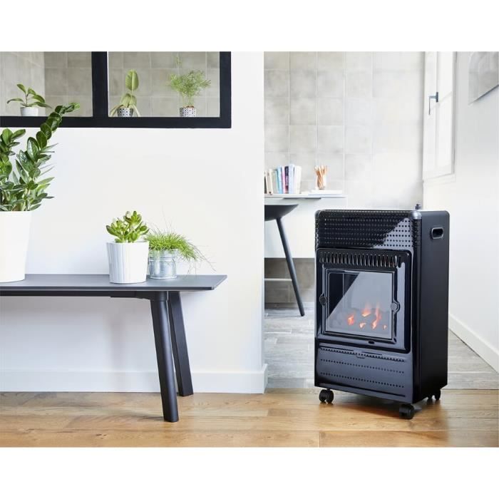 Chauffage d'appoint gaz Butane Favex Ektor Fire - Effet feu de cheminée - 3400 Watts - Infrableu - 3 puissances