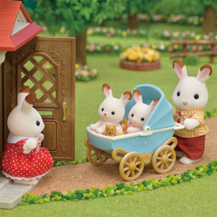 Les jumeaux Lapin Chocolat et poussette double - Sylvanian Families - 5432