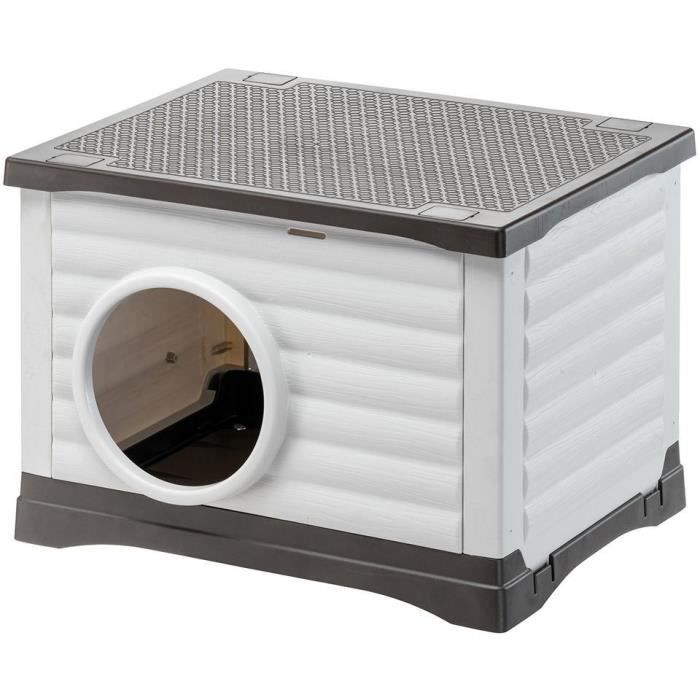 Niche - FERPLAST - PETVILLA 60 - 54 x 43 x 38,5 cm - Blanc / Gris