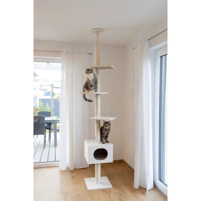 KERBL - Arbre a chat FERDI - 38 x 38 x 240 a 260 cm - Blanc - Sisal