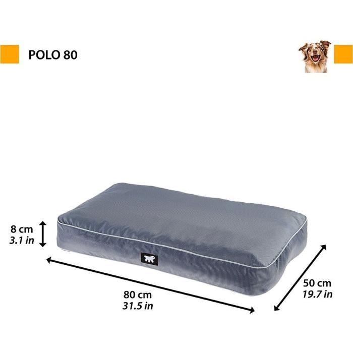Coussin pour chien - 80x50x8 cm hydrofuge, anti rayures, résistant a l'usure - FERPLAST - POLO - Gris - Anti-griffures