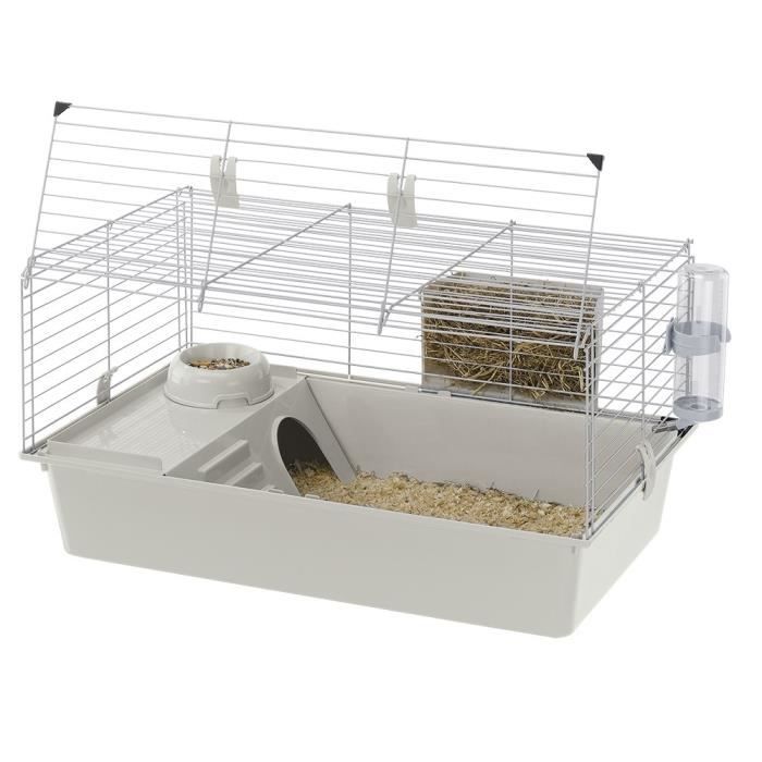Cage cochons d'inde 77*48*42 cm- Maisonnette, gamelle, ratelier et abreuvoir - FERPLAST