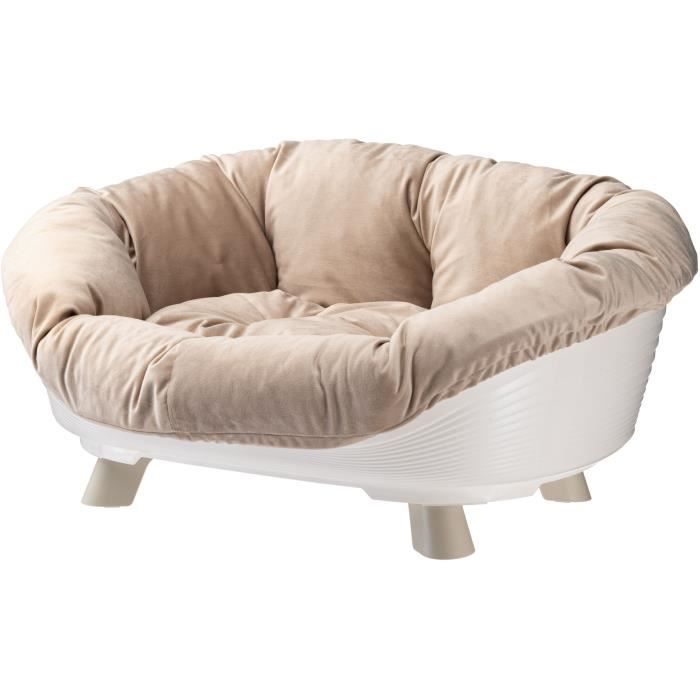 Panier corbeille coussin blanc - Taille L - 73 x 55 x 27 cm - FERPLAST