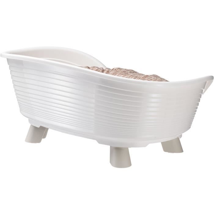 Panier corbeille coussin relax blanc - Taille M - 64 x 48 x 25 cm - FERPLAST