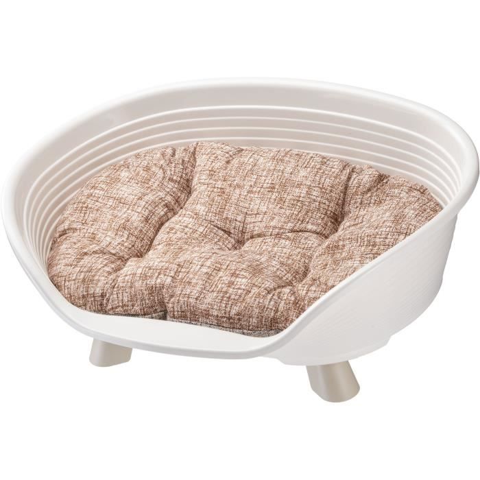 Panier corbeille coussin relax blanc - Taille M - 64 x 48 x 25 cm - FERPLAST