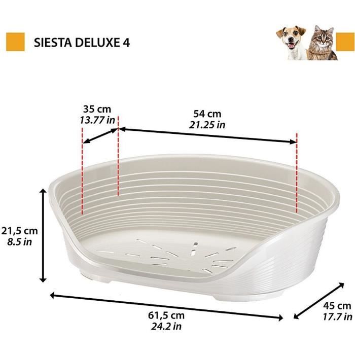 Panier-Corbeille SIESTA DELUXE Taille 4 - 61,5*45*21,5 cm - Gris clair -FERPLAST