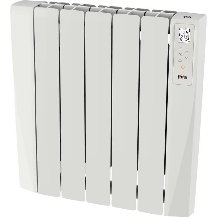 Radiateur électrique - Fluide caloporteur - 750 W - Ferroli - Néo connecté - Horizontal - Blanc