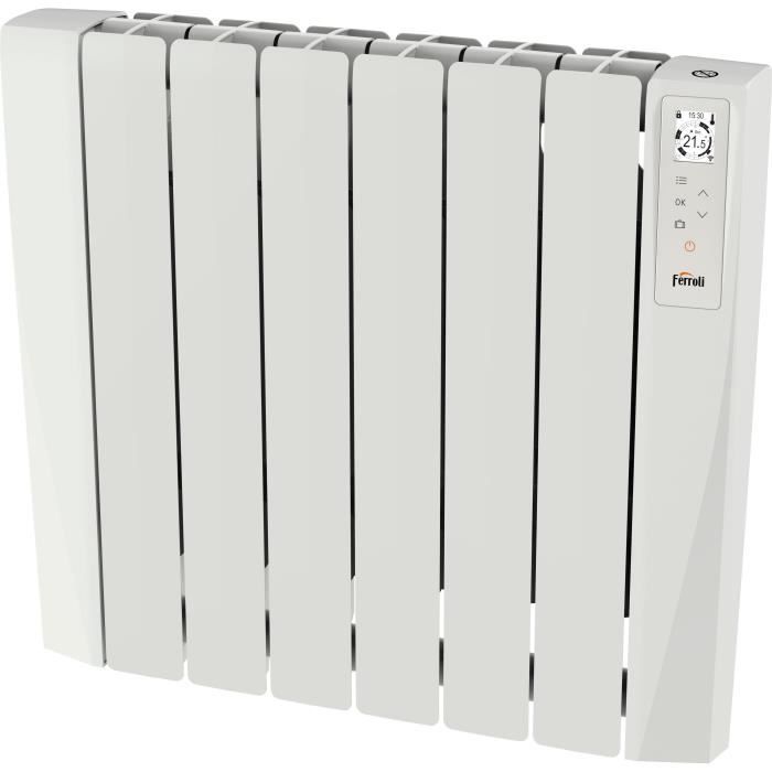 Radiateur électrique - Fluide caloporteur - 1000 W - Ferroli - Néo connecté - Horizontal - Blanc