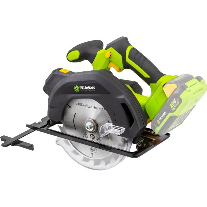 Scie circulaire sans fil - FIELDMANN - 20V - 165 mm - Guidage laser - Batterie et chargeur non inclus