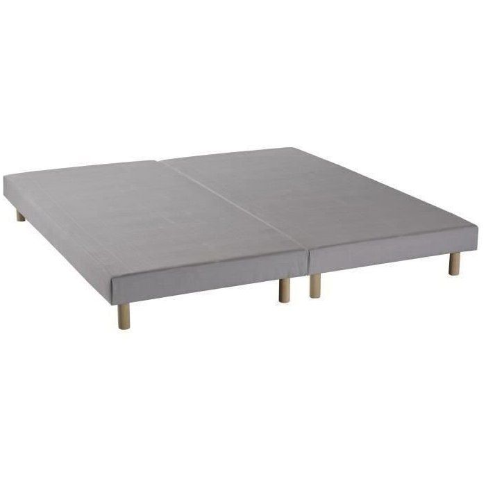 DEKO DREAM Rakenne Sommiers tapissiers ŕ lattes 2x80x200 - Bois massif gris + pieds