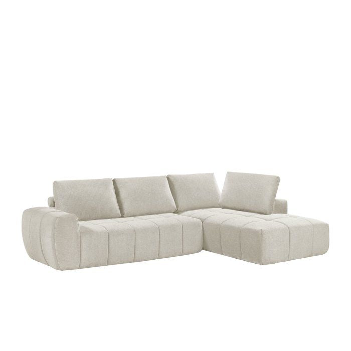 Canapé compressé modulable - 3 places - FLAVIE - Tissu Beige creme - 283 x 193 x 86 cm