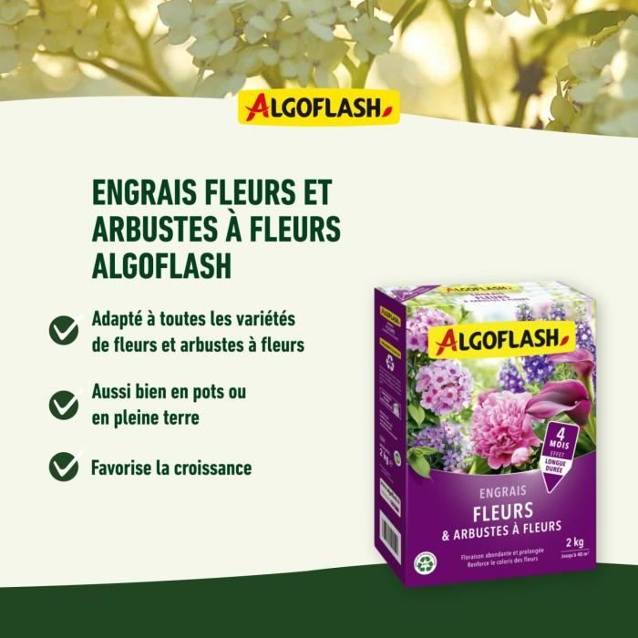 ALGOFLASH NATURASOL Engrais Fleurs et Arbustes a Fleurs - 2 kg