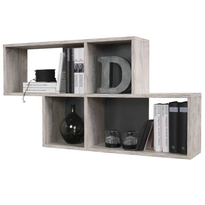 FMD Etagere Murale avec 4 Compartiments Chene Sable Tablette Rangement Salon 428767