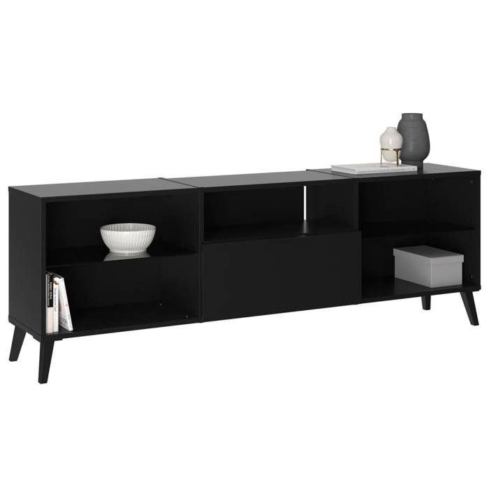 Meubles TV/Hifi Lowboard - Décor noir - L153,5 x H52 x P31,5 cm - Fabriqué en Allemagne