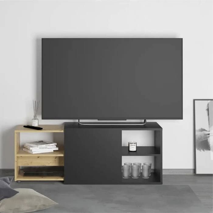 FMD Meuble TV avec 2 compartiments ouverts 133,5x39,9x49,2 cm, unité tv, buffet bas tv,, armoire tv 444232