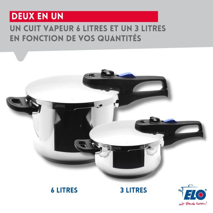 Autocuiseur vapeur - FACKELMANN - Elo Praktika Plus XL - Acier inoxydable 18/10 - 22 cm - 3 a 6 litres