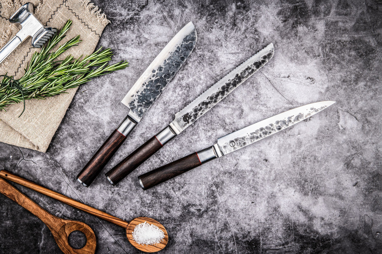 Couteau a pain - FORGED - SEBRA - Acier japonais 440C - Manche en bois Dalbergia - L 20,5 cm