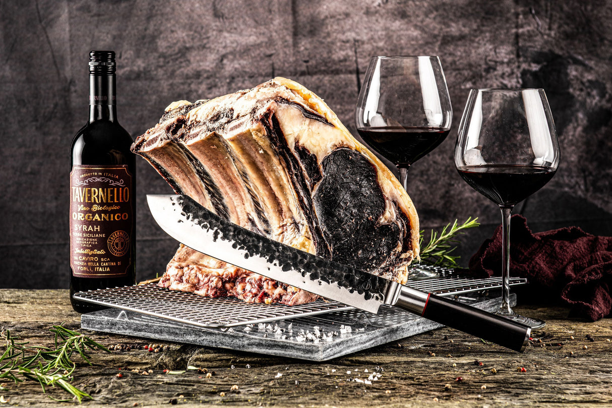 Couteau de boucher - FORGED - SEBRA - Acier japonais 440C - Manche en bois Dalbergia - L 25,5 cm