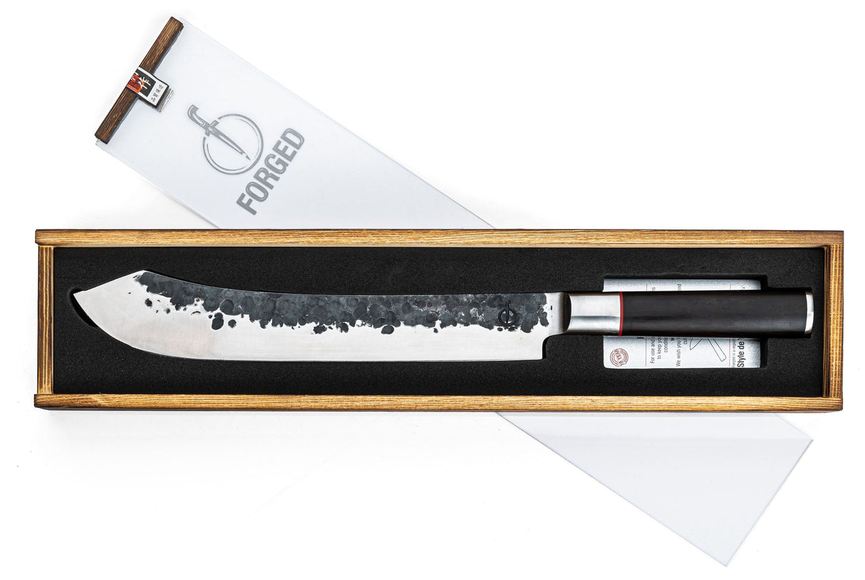 Couteau de boucher - FORGED - SEBRA - Acier japonais 440C - Manche en bois Dalbergia - L 25,5 cm