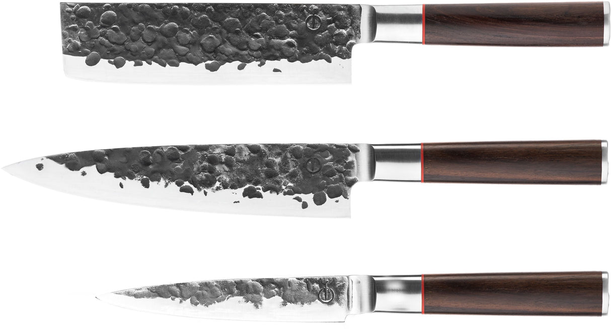 Set couteaux - FORGED - BRUTE - Acier Japonais 440c - Manche en bois Dalbergia - 3 pieces