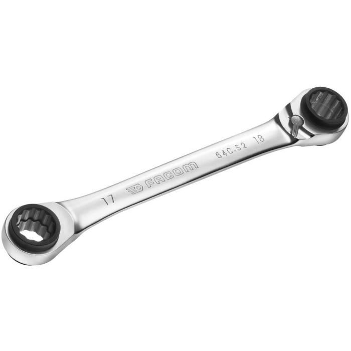 Jeu de 2 Clés a Cliquet Cuatro - FACOM - 64C.J2PB - 8-19 mm - Argent
