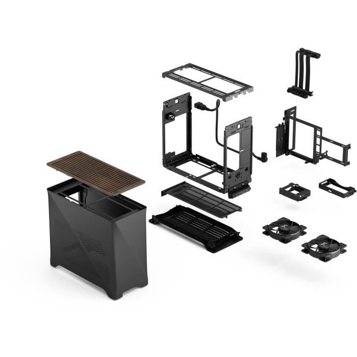 Boîtier PC - FRACTAL DESIGN - Era 2 Charcoal - m-ITX, 2 ventilateurs 120mm, USB3.1 Type C, Carte riser PCIe 4.0