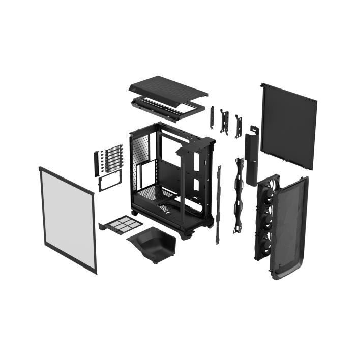 Boîtier PC - FRACTAL DESIGN - Meshify 3 TG - E-ATX (277 mm) - 3 ventilateurs - USB Type C de 20 Gbps - Noir