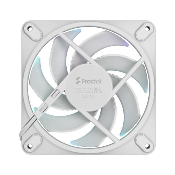 Ventilateur PC - FRACTAL DESIGN - Momentum 12 RGB - FDB - Anneau lumineux ARGB Gen 2 - Contrôle PWM - Blanc