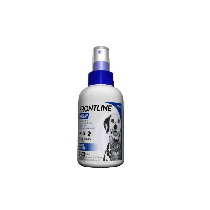 Frontline Spray - Anti-puces anti-tiques - Chat et chien -5kg - 100ml