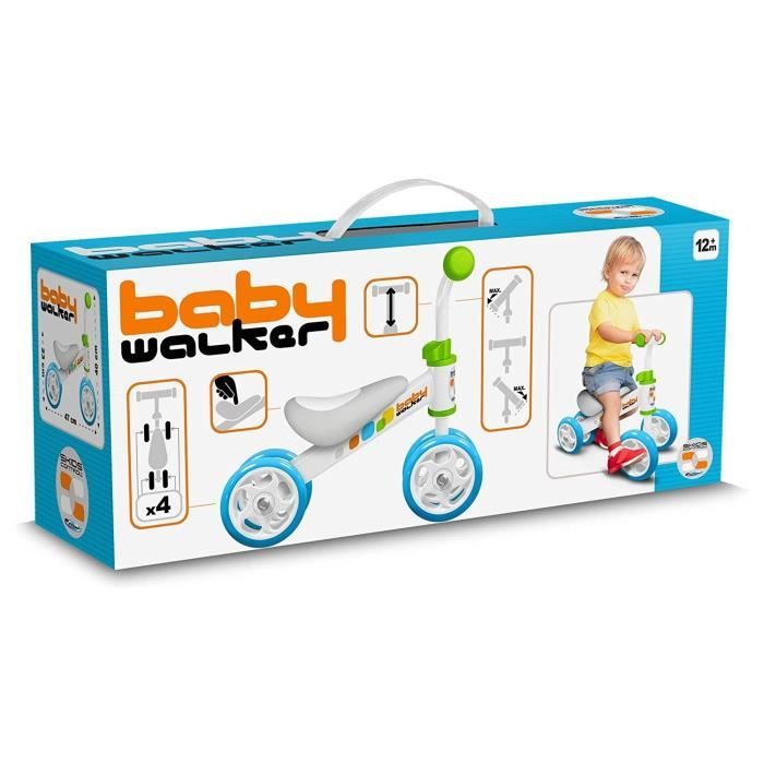 Draisienne Baby Walker Skids Control - Cadre acier ergonomique - 4 roues PVC - Confortable et sÈcurisÈ - Vert