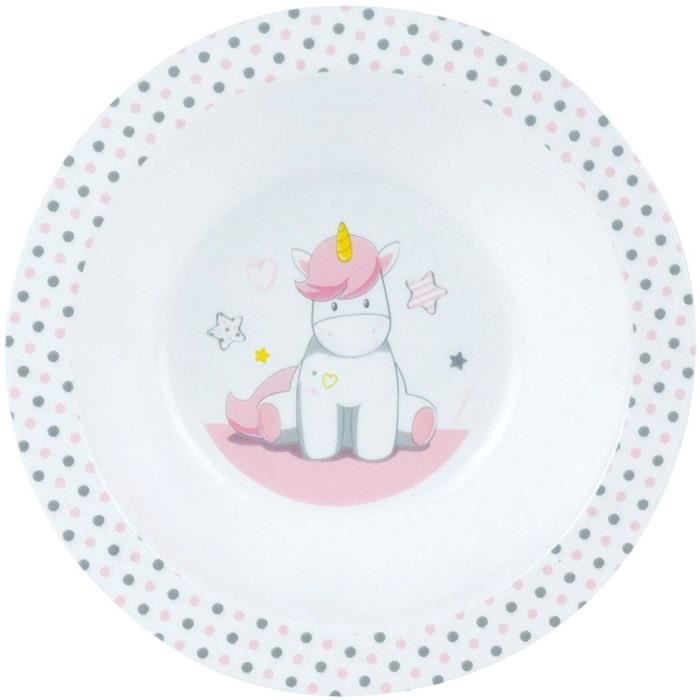 Lot Vaisselle Licorne pour Enfant - FUN HOUSE - 006319 - 2 Assiettes, 2 Sets de Couverts et 1 Peluche Douce