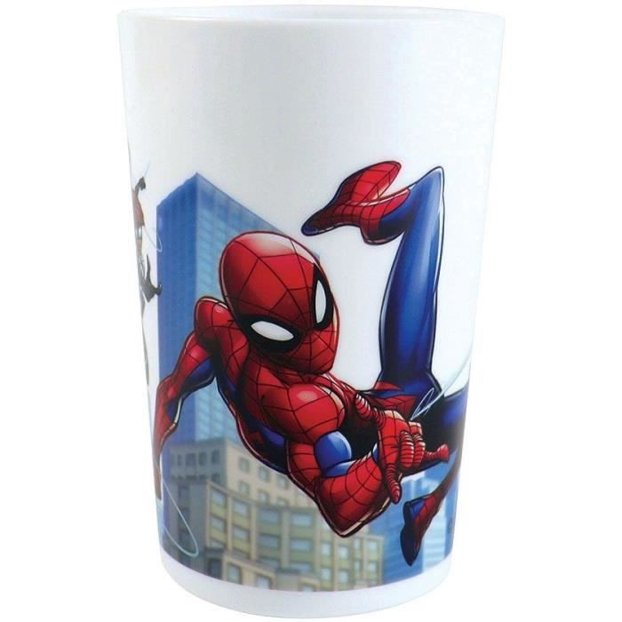 Lot vaisselle - FUN HOUSE - SPIDERMAN - Verre, assiette Ø22 cm et Ø16 cm, couverts, gourde et boite goûter