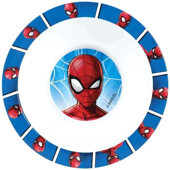 Lot vaisselle - FUN HOUSE - SPIDERMAN - Verre, assiette Ř22 cm et Ř16 cm, couverts, gourde et boite goűter
