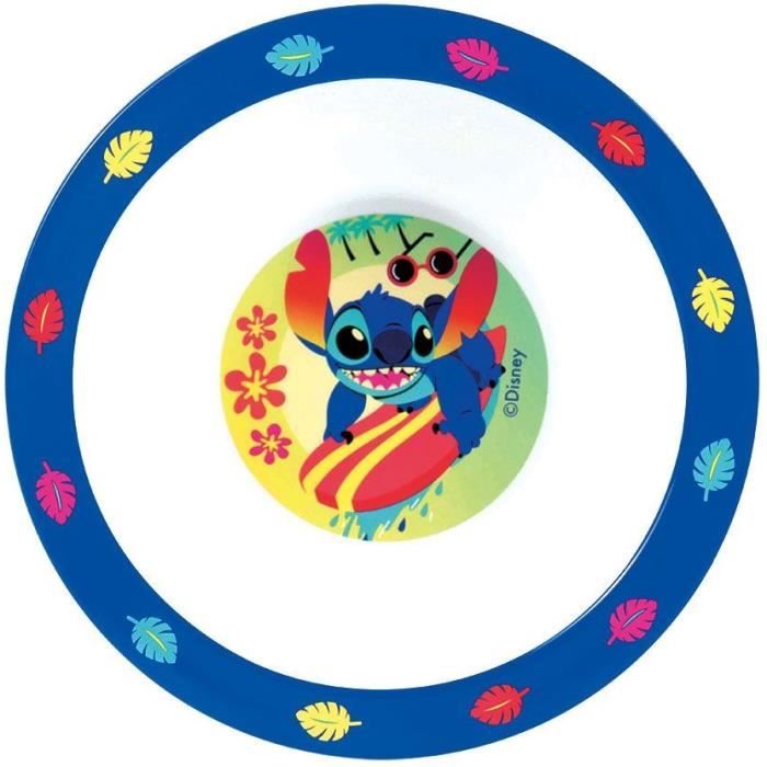 Lot vaisselle - FUN HOUSE - LILO ET STITCH Verre, assiette Ř22 cm et Ř16 cm, couverts, gourde et boite goűter
