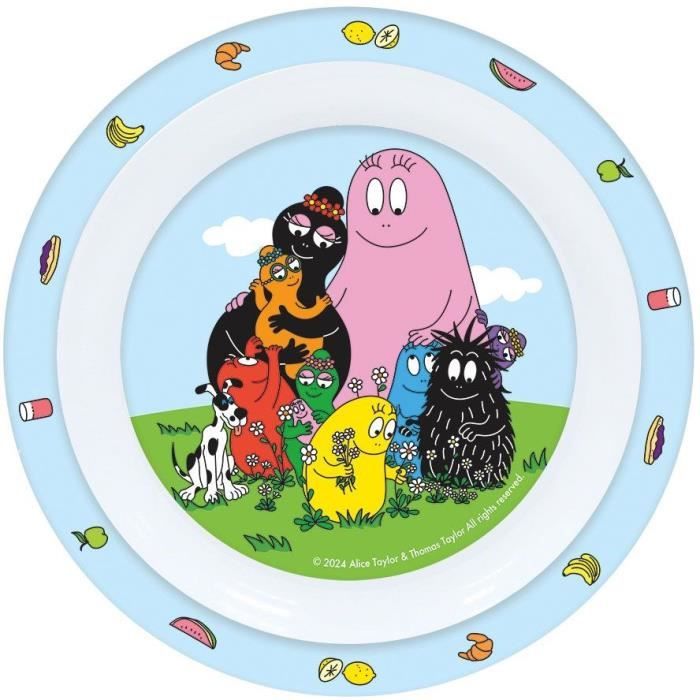 Lot vaisselle - FUN HOUSE - BARBAPAPA - Verre, assiette Ø22 cm et Ø16 cm, couverts, gourde et boite goûter