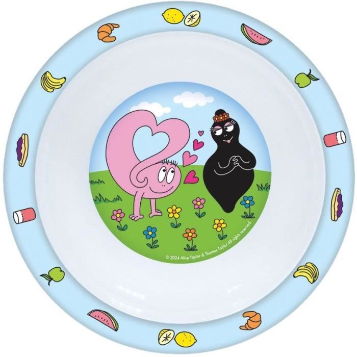 Lot vaisselle - FUN HOUSE - BARBAPAPA - Verre, assiette Ø22 cm et Ø16 cm, couverts, gourde et boite goûter