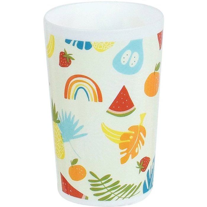 Lot vaisselle - FUN HOUSE - LES AMIS FRUITS - Verre, Assiette creuse Ř16 cm, Assiette plate Ř22 cm, Couverts, Peluche 27 cm