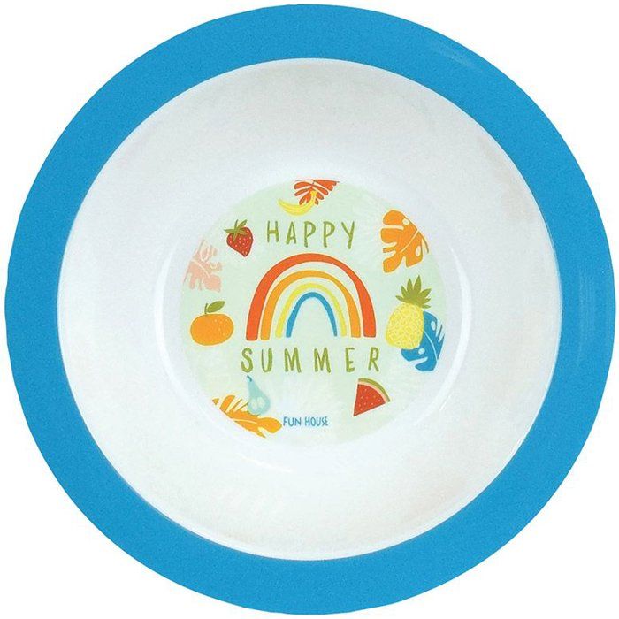 Lot vaisselle - FUN HOUSE - LES AMIS FRUITS - Verre, Assiette creuse Ø16 cm, Assiette plate Ø22 cm, Couverts, Peluche 27 cm