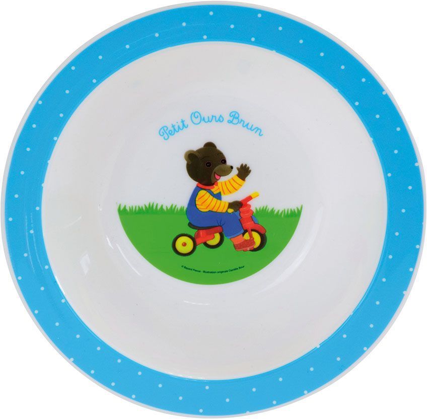Lot vaisselle - FUN HOUSE - PETIT OURS BRUN - Assiette plate Ø 22 cm, 2 assiettes creuses Ø 16 cm, 2 verres 220 ml et peluche 18 cm