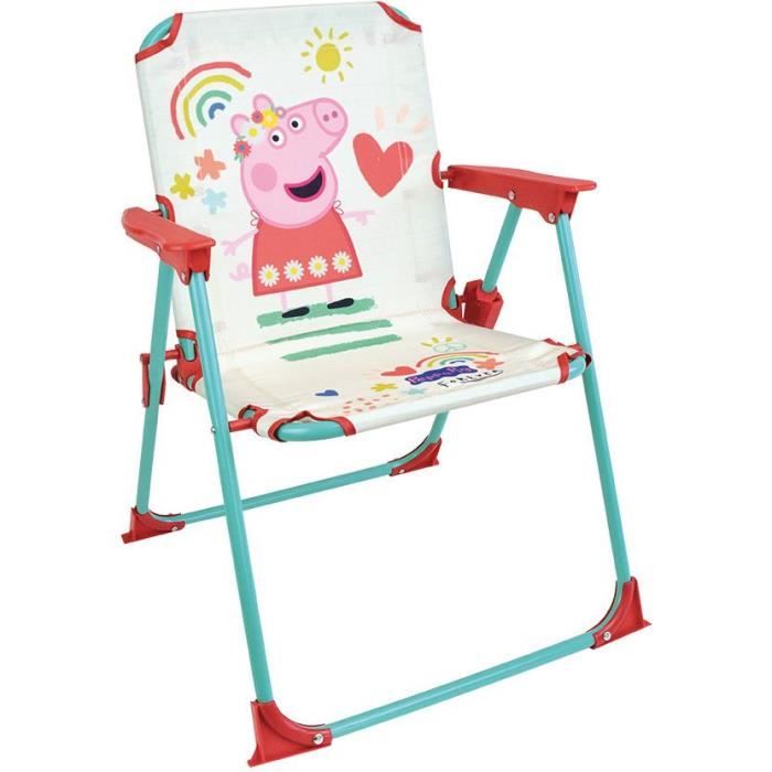 FUN HOUSE Peppa Pig Salon de jardin - 1 table H.46x¯46cm, 2 chaises H.53xl.38,5xP.37,5 cm et 1 parasol H.125 x ¯100 cm - Pour